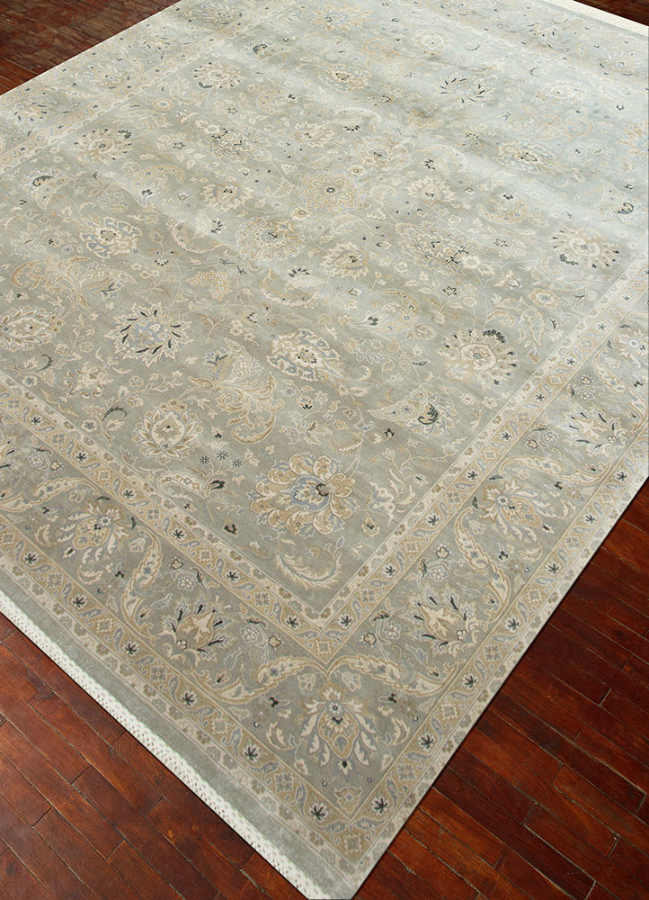 gulmarg blue silk hand knotted Rug - FoldShot gulmarg blue silk hand knotted Rug - FoldShot