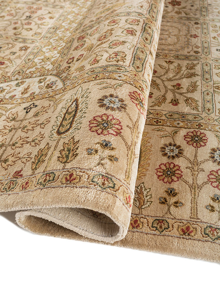 gulmarg ivory silk hand knotted Rug - FoldShot gulmarg ivory silk hand knotted Rug - FoldShot