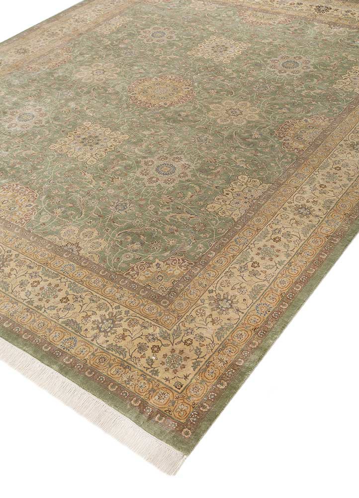 gulmarg green silk hand knotted Rug - FoldShot gulmarg green silk hand knotted Rug - FoldShot