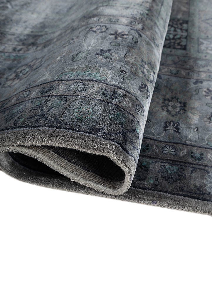 gulmarg blue silk hand knotted Rug - FoldShot gulmarg blue silk hand knotted Rug - FoldShot