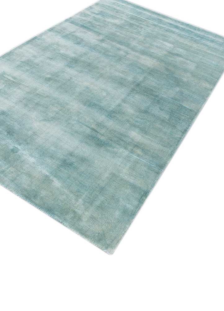 basis blue wool and viscose hand loom Rug - FoldShot