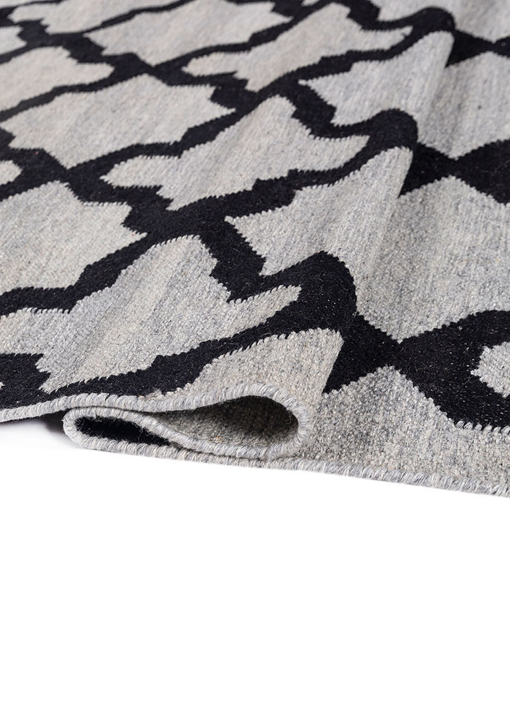 indusbar blue wool flat weaves Rug - FoldShot