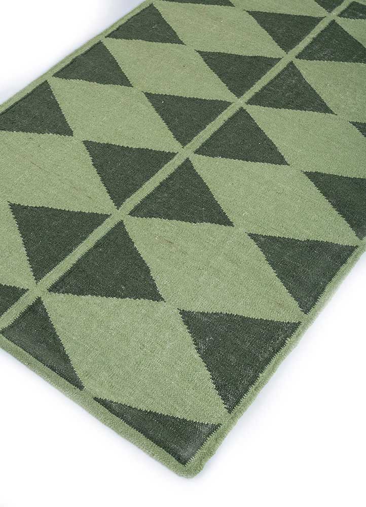 indusbar green wool flat weaves Rug - FoldShot indusbar green wool flat weaves Rug - FoldShot