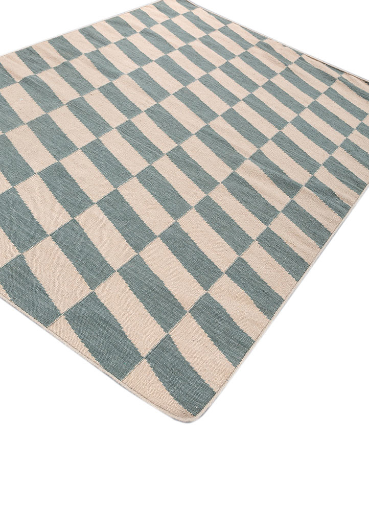 checkers ivory wool and viscose flat weaves Rug - FoldShot checkers ivory wool and viscose flat weaves Rug - FoldShot