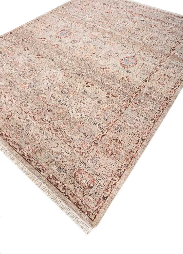 viscaya beige and brown afghan wool hand knotted Rug - FoldShot