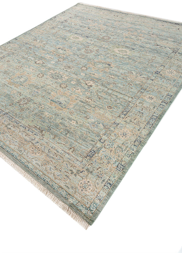 viscaya blue wool hand knotted Rug - FoldShot