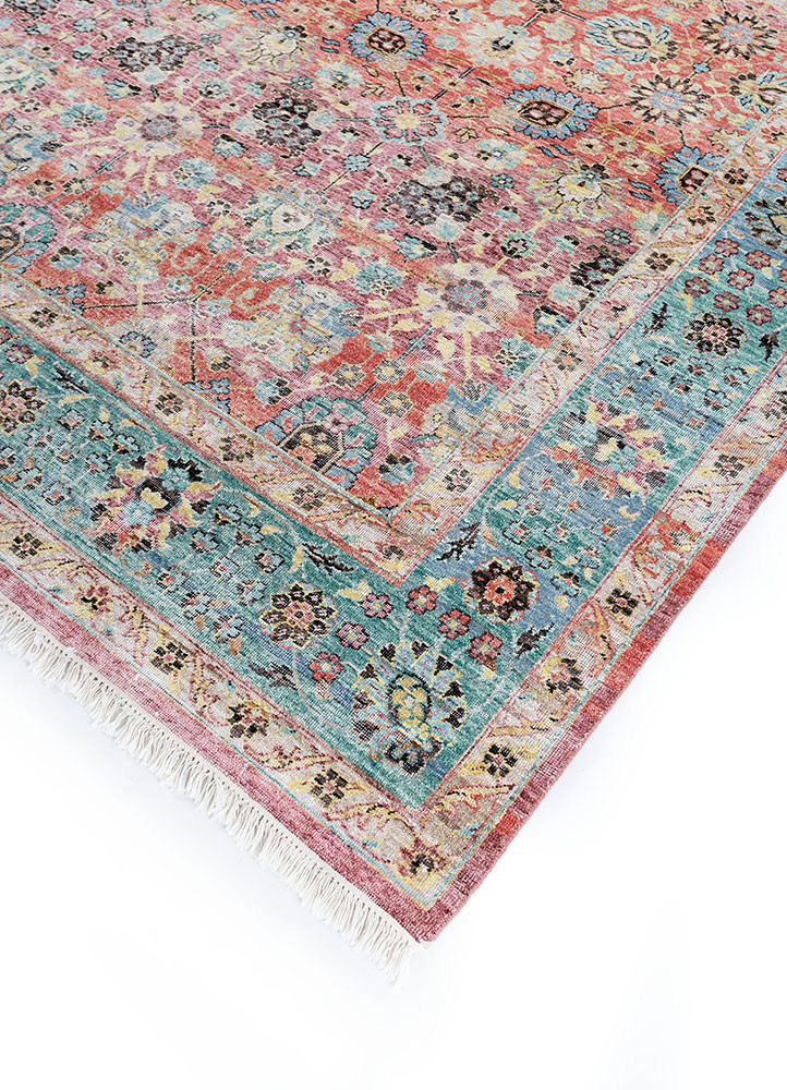 someplace in time red and orange afghan wool hand knotted Rug - FoldShot someplace in time red and orange afghan wool hand knotted Rug - FoldShot