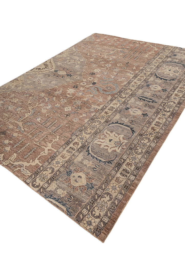 someplace in time red and orange wool hand knotted Rug - FoldShot