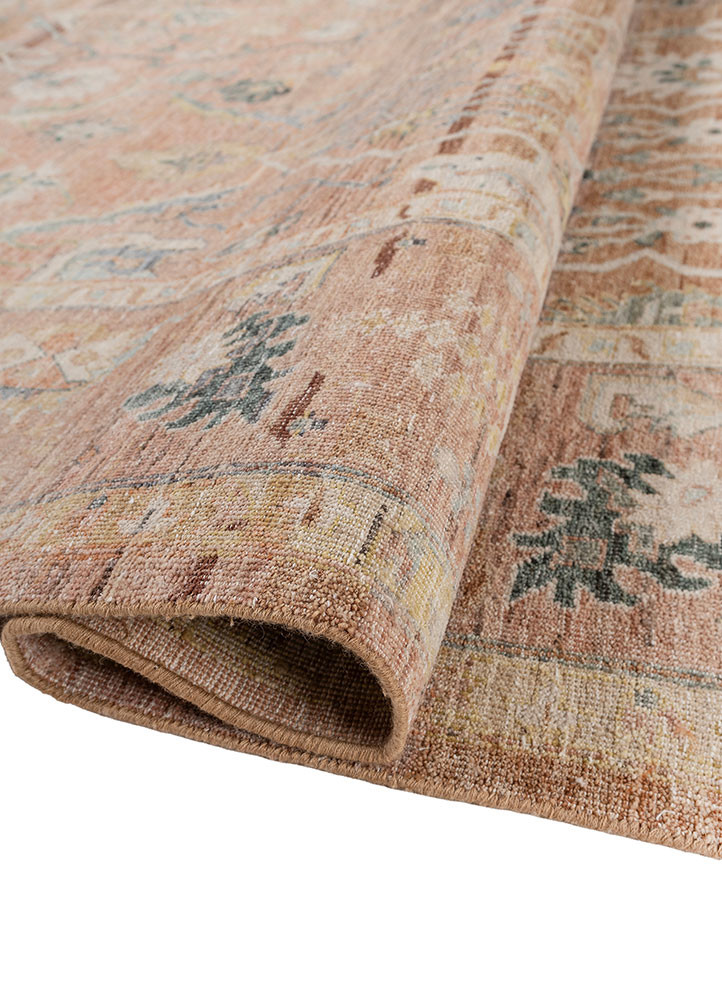 someplace in time red and orange afghan wool hand knotted Rug - FoldShot