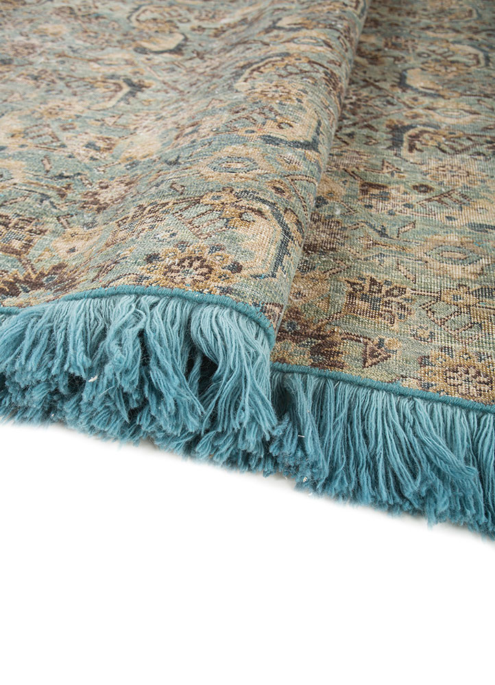 someplace in time blue wool hand knotted Rug - FoldShot someplace in time blue wool hand knotted Rug - FoldShot