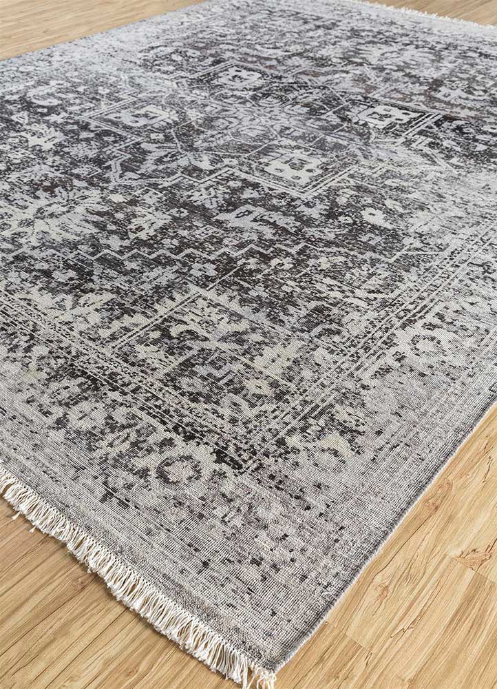 viscaya grey and black afghan wool hand knotted Rug - FoldShot viscaya grey and black afghan wool hand knotted Rug - FoldShot