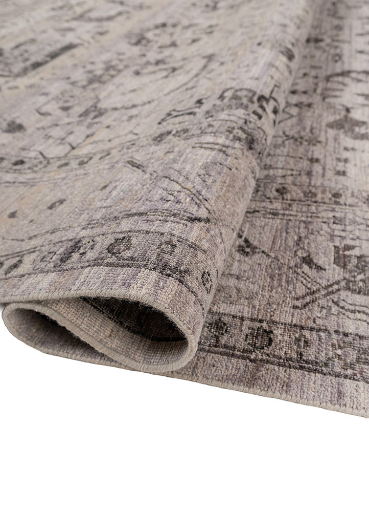 someplace in time grey and black afghan wool hand knotted Rug - FoldShot someplace in time grey and black afghan wool hand knotted Rug - FoldShot