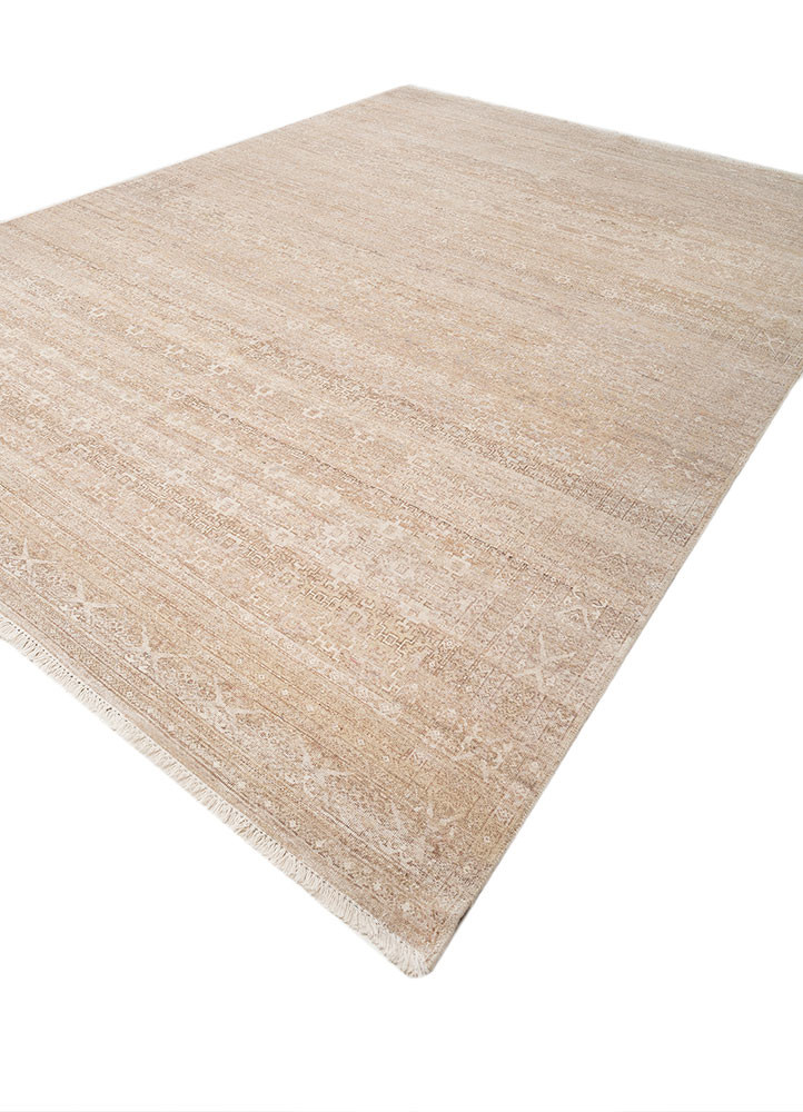 erbe beige and brown wool hand knotted Rug - FoldShot