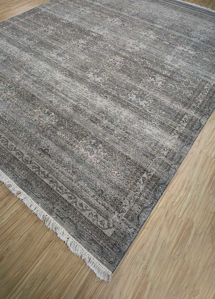 viscaya grey and black afghan wool hand knotted Rug - FoldShot