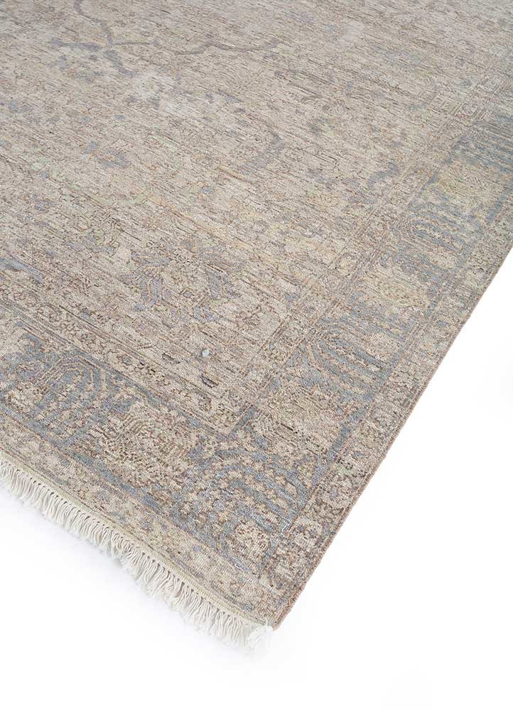 someplace in time ivory afghan wool hand knotted Rug - FoldShot