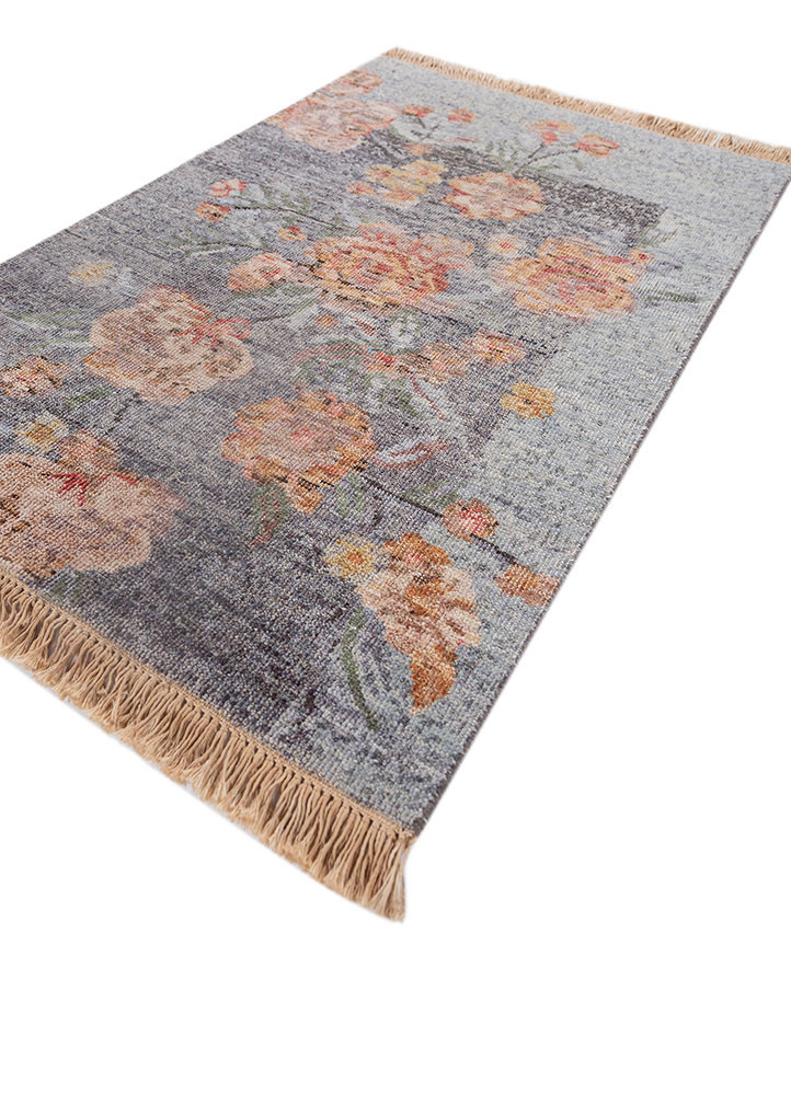 pansy grey and black afghan wool hand knotted Rug - FoldShot pansy grey and black afghan wool hand knotted Rug - FoldShot