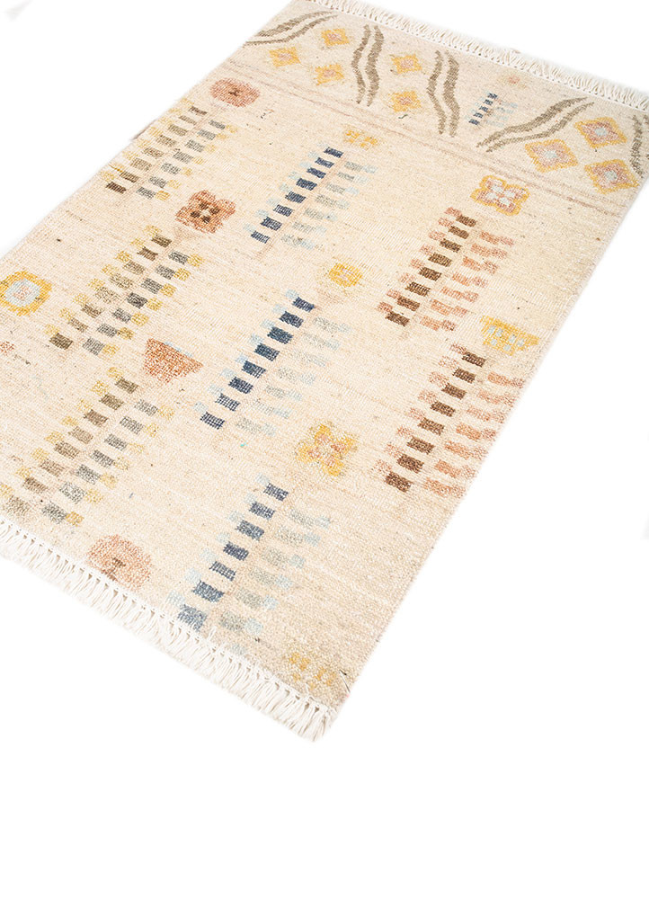 erbe ivory afghan wool hand knotted Rug - FoldShot erbe ivory afghan wool hand knotted Rug - FoldShot