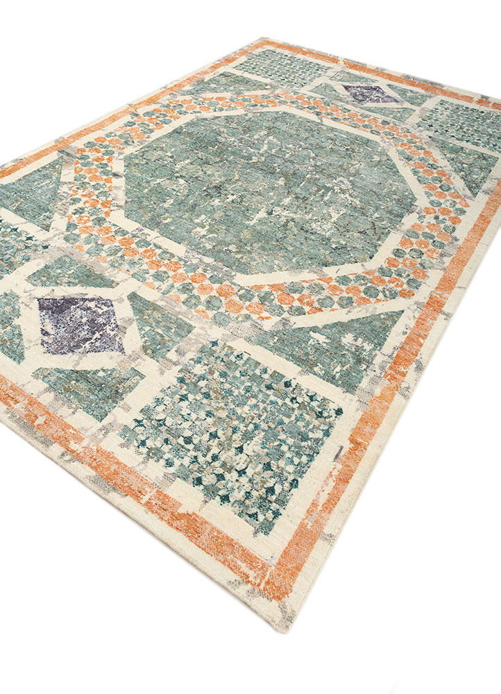 far pavilions ivory wool hand knotted Rug - FoldShot far pavilions ivory wool hand knotted Rug - FoldShot