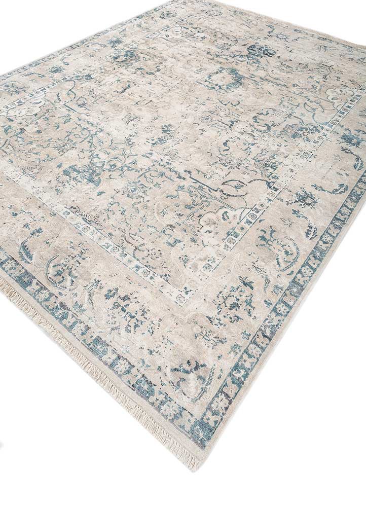 viscaya ivory wool and silk hand knotted Rug - FoldShot viscaya ivory wool and silk hand knotted Rug - FoldShot