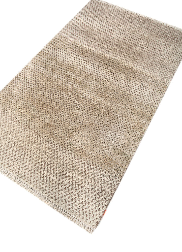 manifest beige and brown wool and silk hand knotted Rug - FoldShot manifest beige and brown wool and silk hand knotted Rug - FoldShot