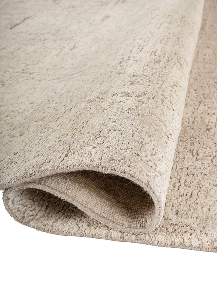 far east grey and black wool and silk hand knotted Rug - FoldShot