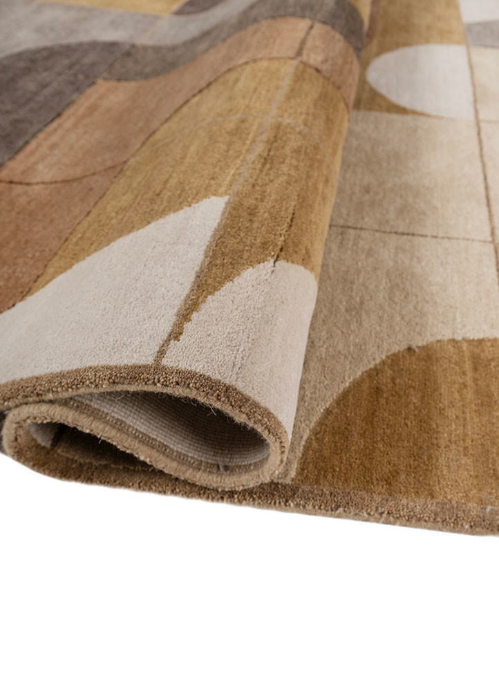 aakar by kavi gold wool and silk hand knotted Rug - FoldShot
