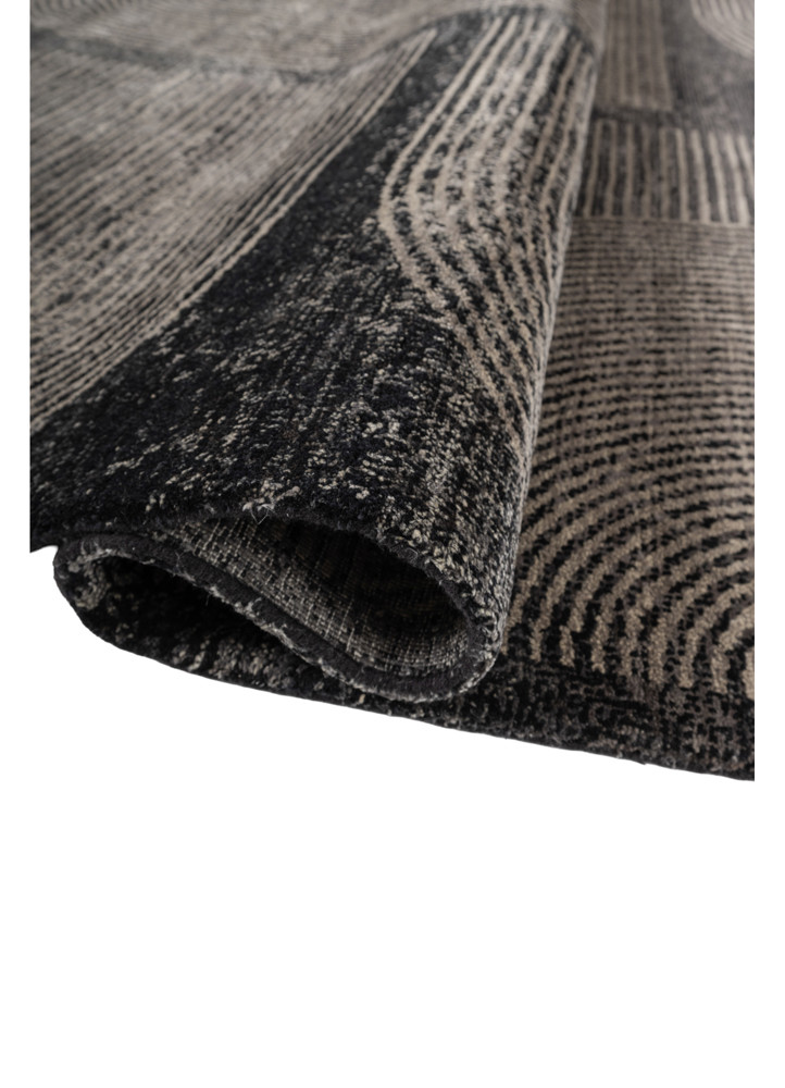 azalea grey and black wool and silk hand knotted Rug - FoldShot azalea grey and black wool and silk hand knotted Rug - FoldShot