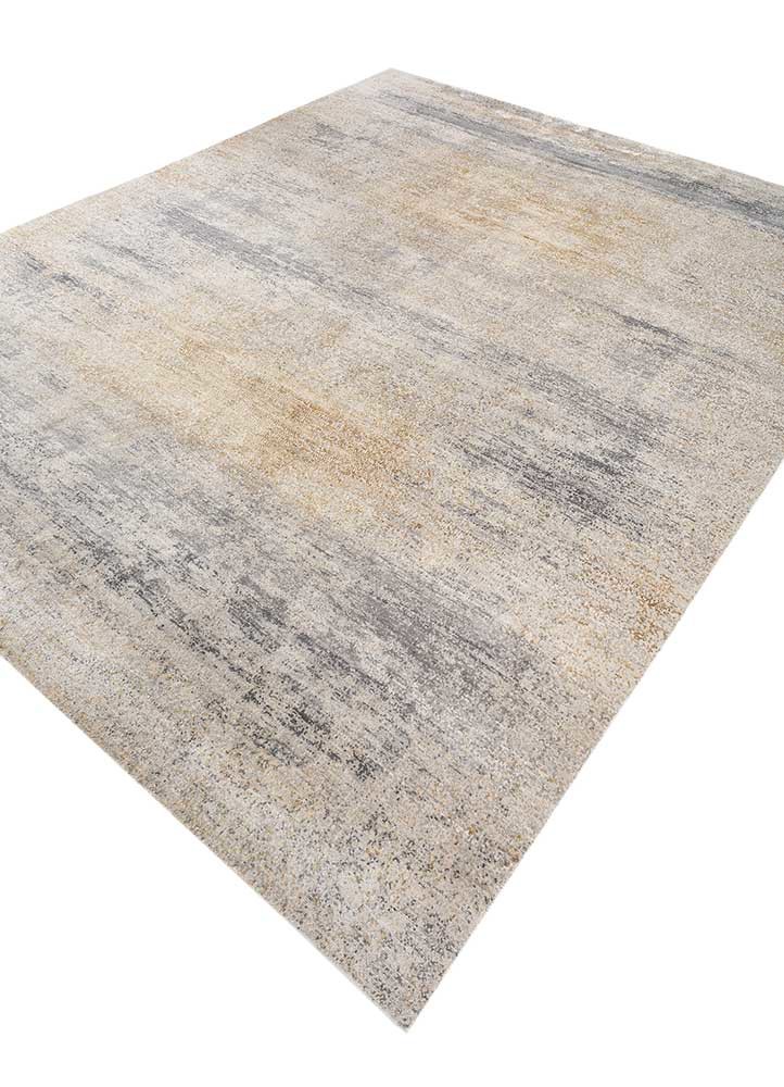 entropy ivory wool and silk hand knotted Rug - FoldShot