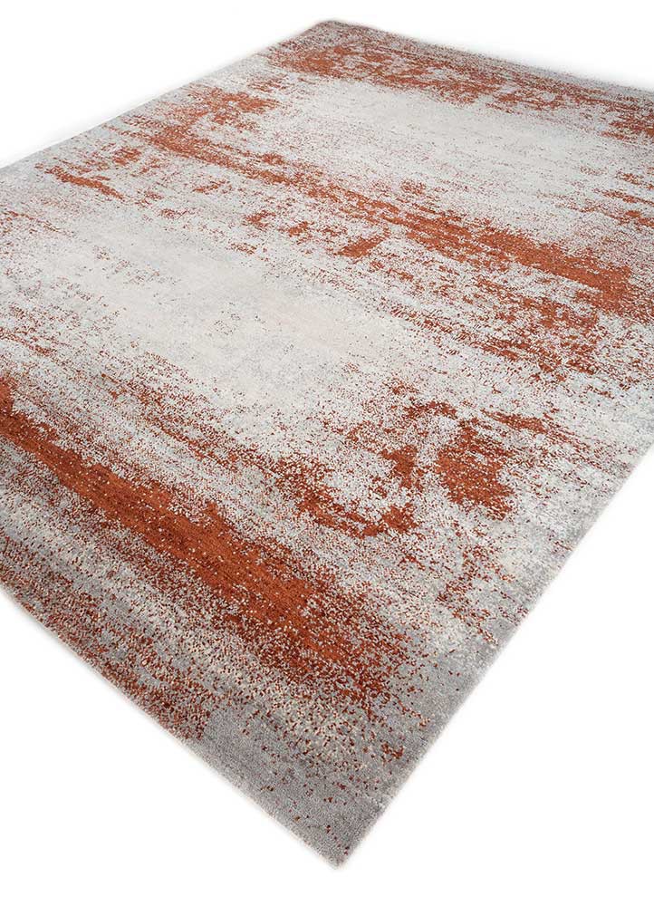 entropy beige and brown wool and silk hand knotted Rug - FoldShot entropy beige and brown wool and silk hand knotted Rug - FoldShot