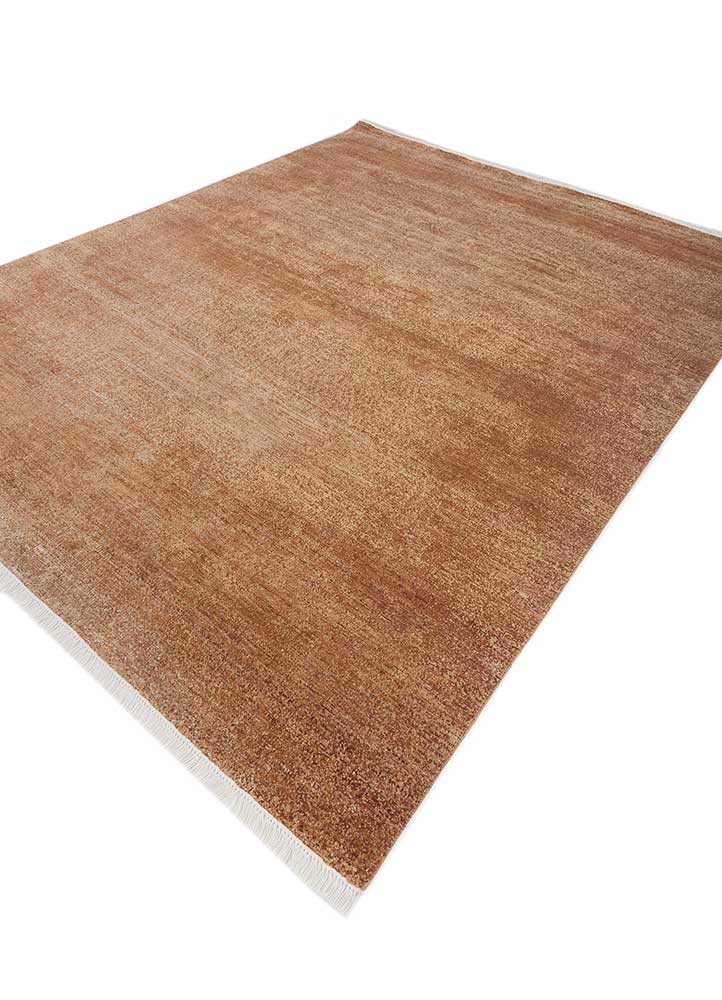 entropy beige and brown wool and silk hand knotted Rug - FoldShot