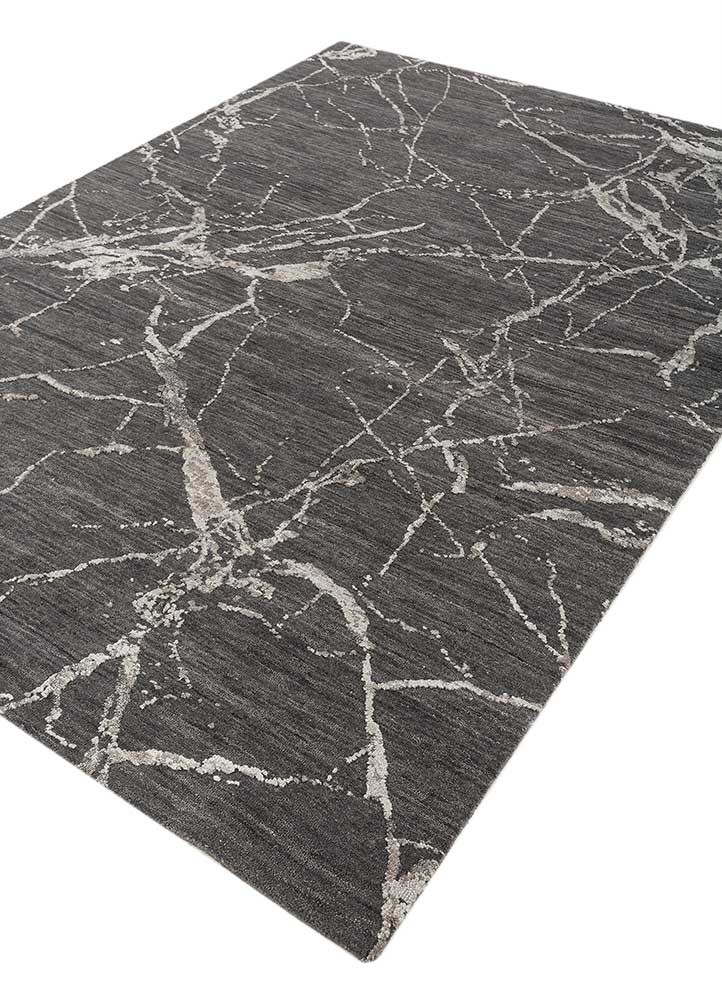 urban pause by kavi blue wool and silk hand knotted Rug - FoldShot