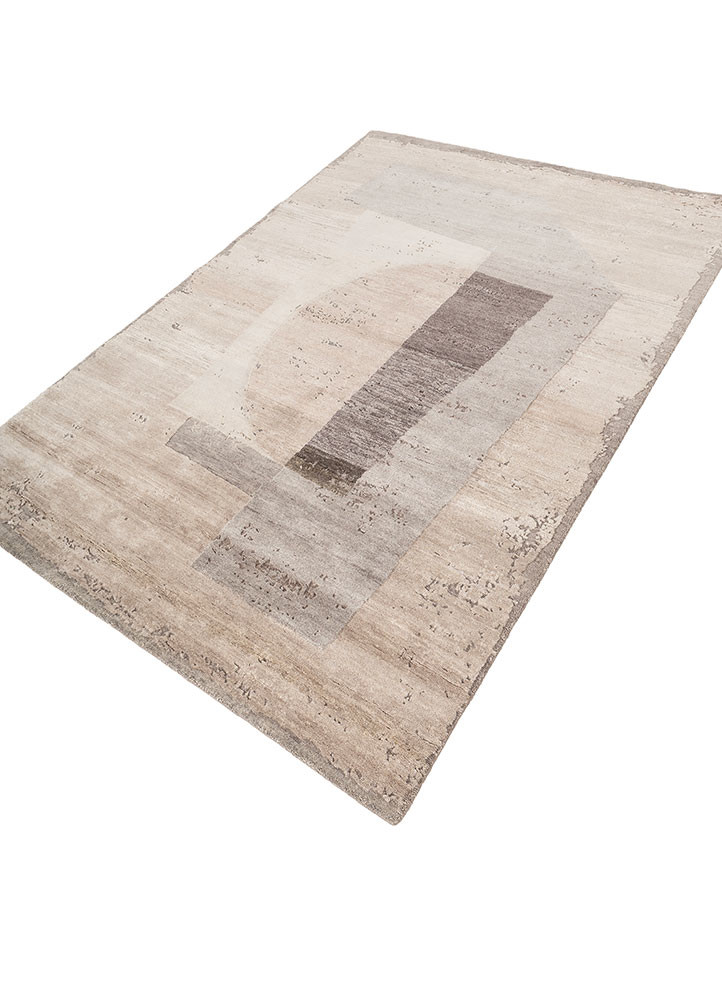 unfold by kavi beige and brown wool and silk hand knotted Rug - FoldShot unfold by kavi beige and brown wool and silk hand knotted Rug - FoldShot