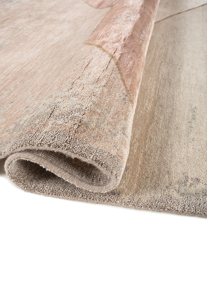 hidden by kavi beige and brown wool and silk hand knotted Rug - FoldShot