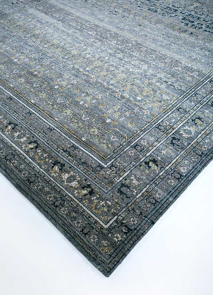 viscaya blue afghan wool hand knotted Rug - FoldShot