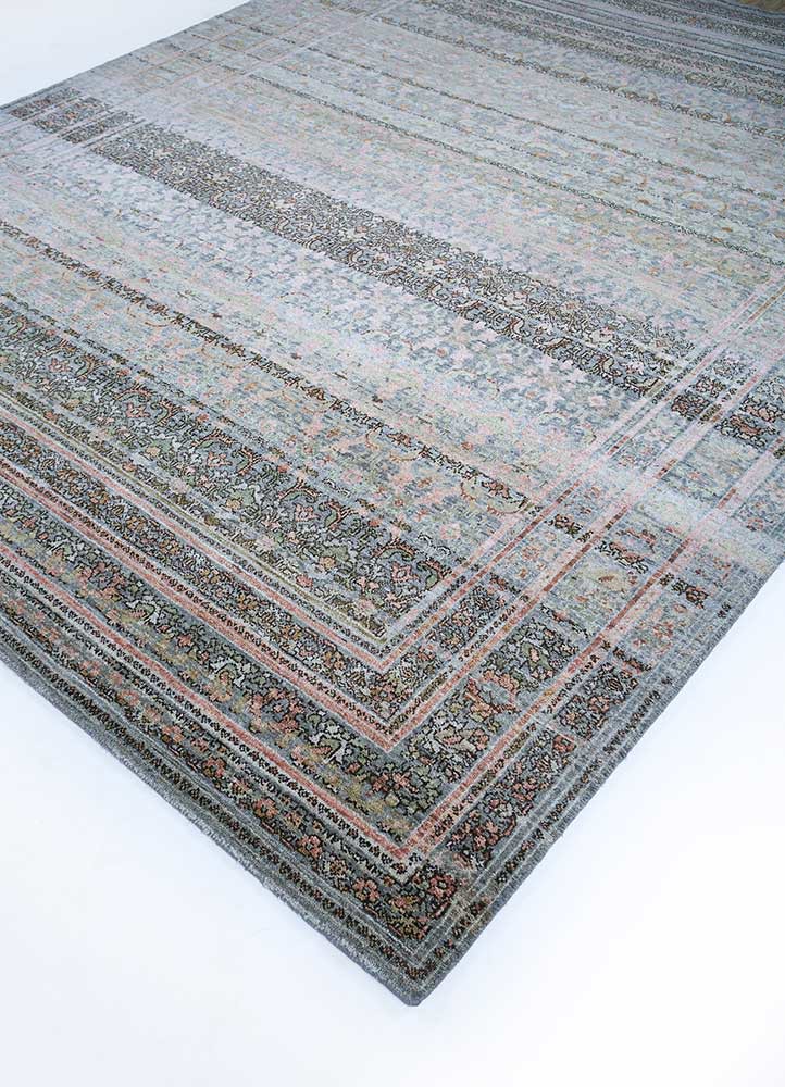 viscaya blue afghan wool hand knotted Rug - FoldShot