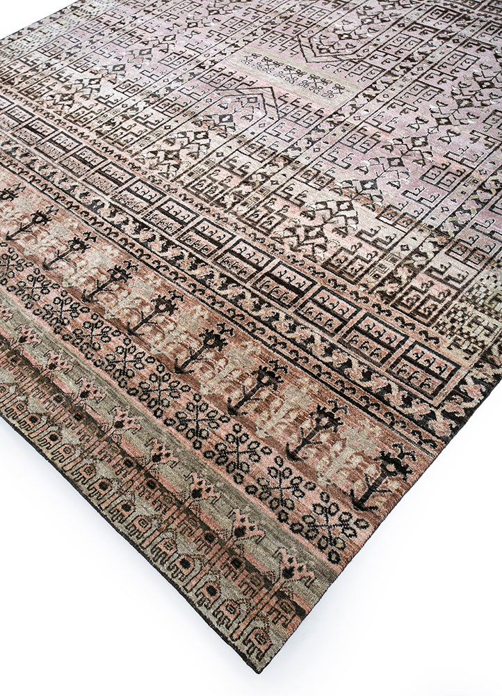 viscaya beige and brown afghan wool hand knotted Rug - FoldShot viscaya beige and brown afghan wool hand knotted Rug - FoldShot
