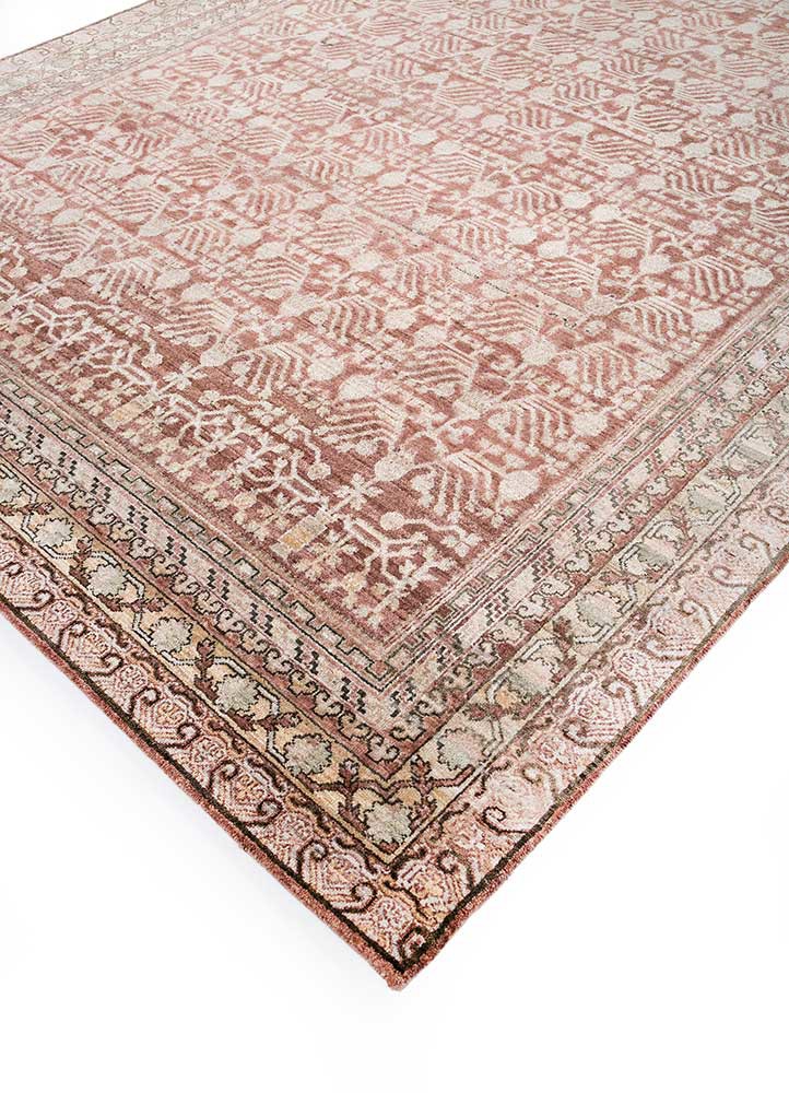 viscaya red and orange afghan wool hand knotted Rug - FoldShot