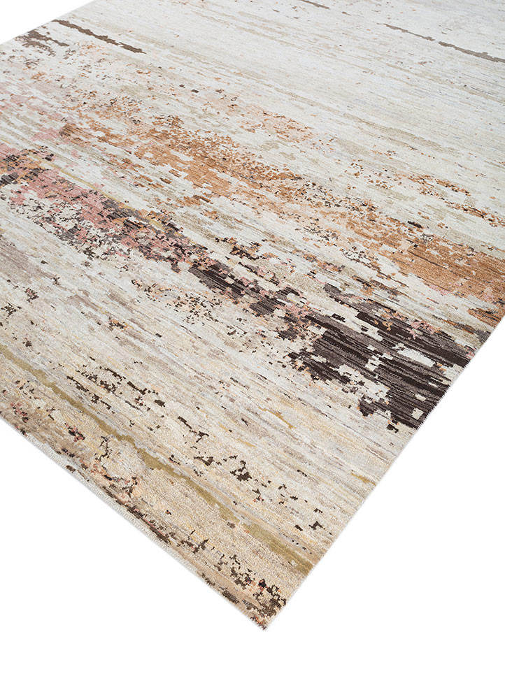 entropy gold afghan wool hand knotted Rug - FoldShot