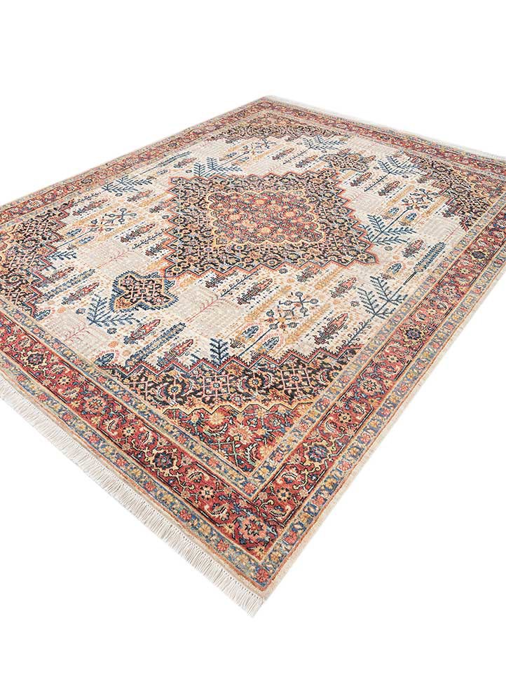 gulnar ivory afghan wool hand knotted Rug - FoldShot gulnar ivory afghan wool hand knotted Rug - FoldShot