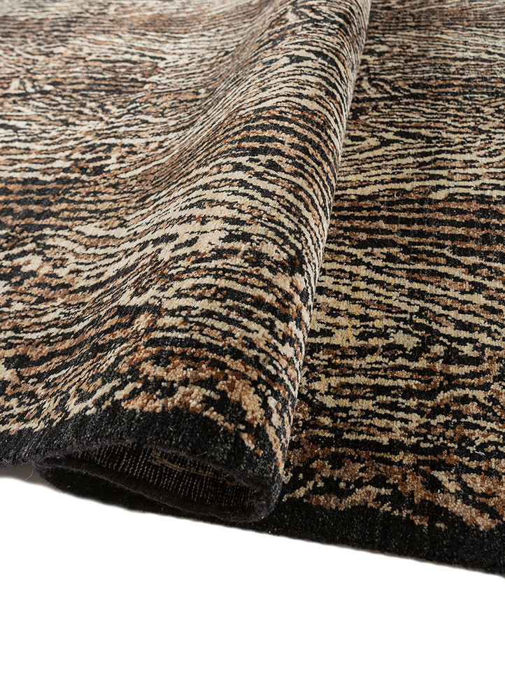 gilded age grey and black afghan wool hand knotted Rug - FoldShot