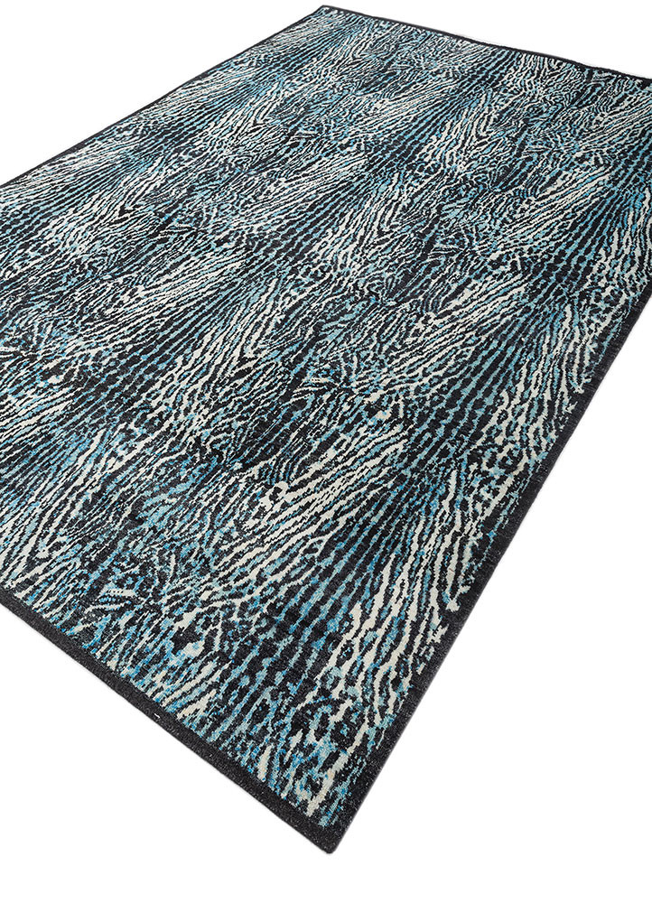 gilded age grey and black afghan wool hand knotted Rug - FoldShot