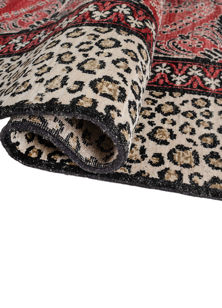 gilded age red and orange afghan wool hand knotted Rug - FoldShot