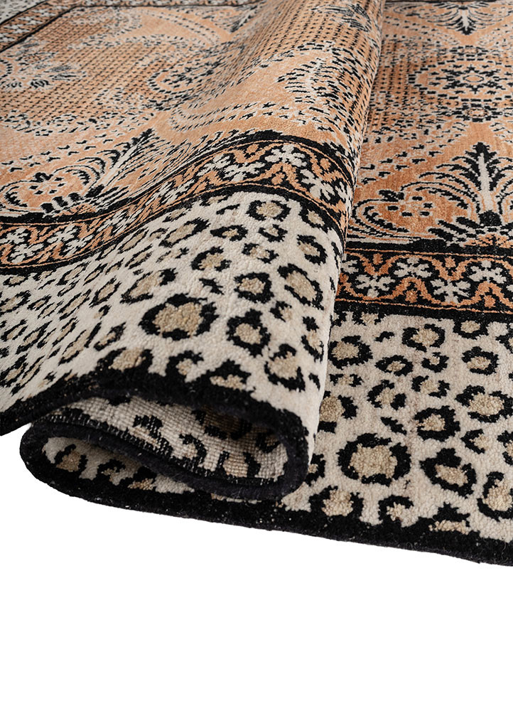 gilded age red and orange afghan wool hand knotted Rug - FoldShot