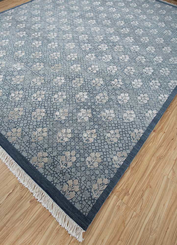 inde rose grey and black wool and silk hand knotted Rug - FoldShot inde rose grey and black wool and silk hand knotted Rug - FoldShot