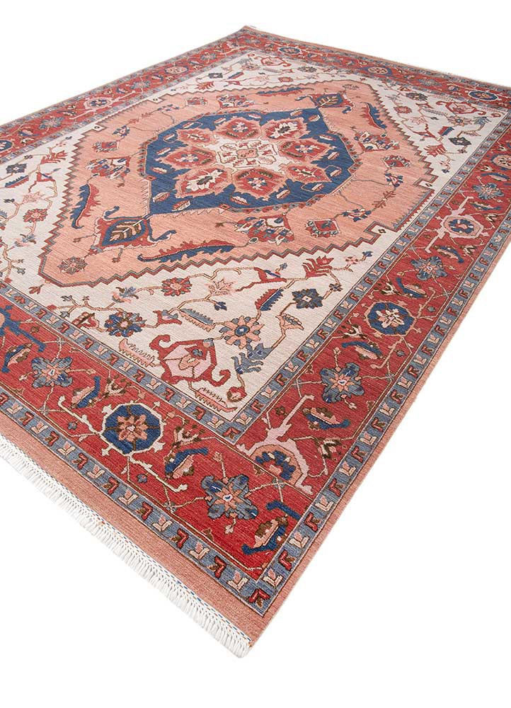 savana red and orange wool hand knotted Rug - FoldShot