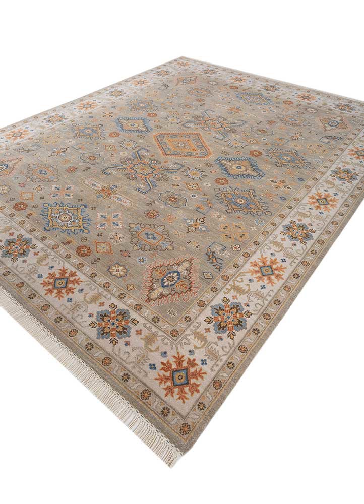 savana beige and brown wool hand knotted Rug - FoldShot savana beige and brown wool hand knotted Rug - FoldShot