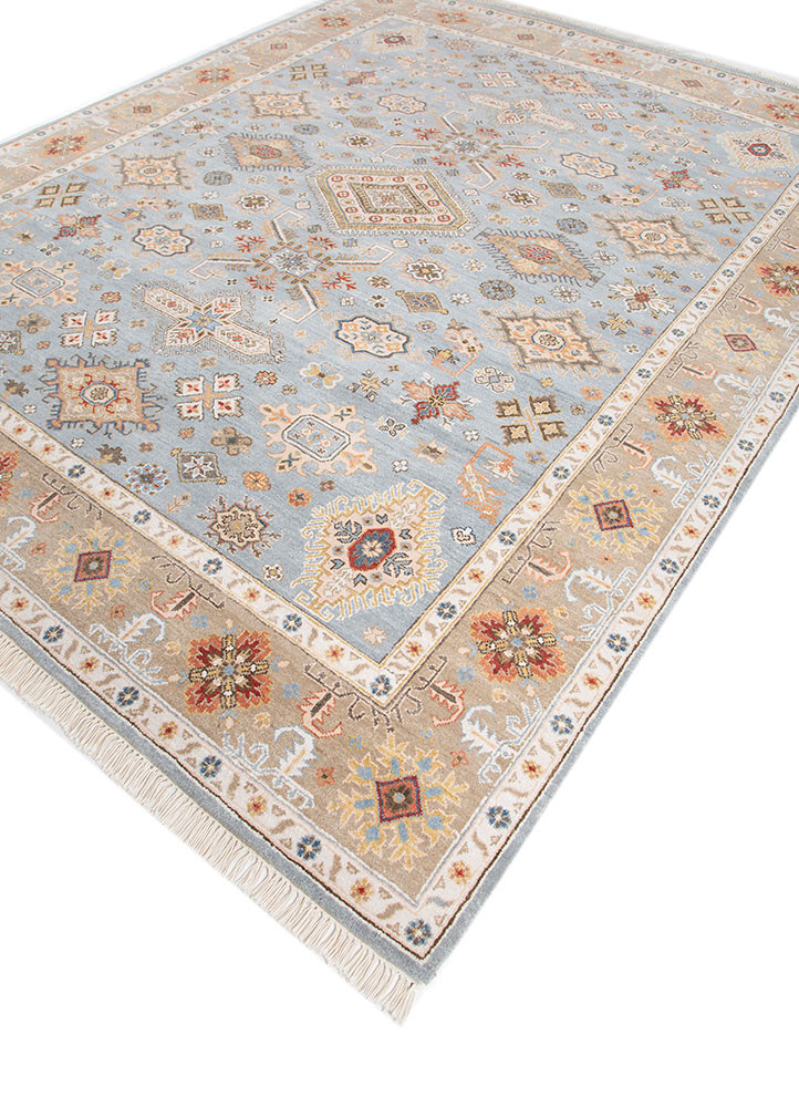 savana blue wool hand knotted Rug - FoldShot