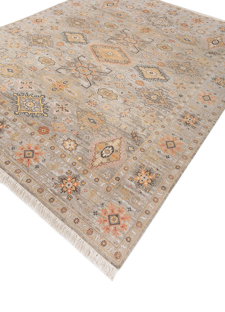savana beige and brown wool hand knotted Rug - FoldShot