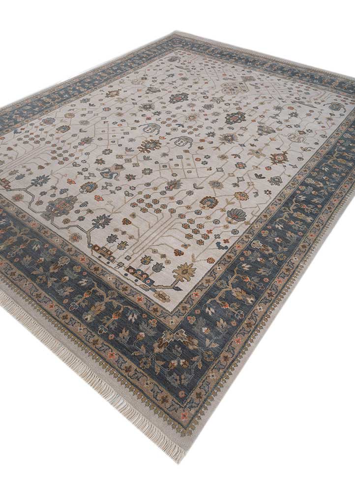 cyanna ivory wool hand knotted Rug - FoldShot