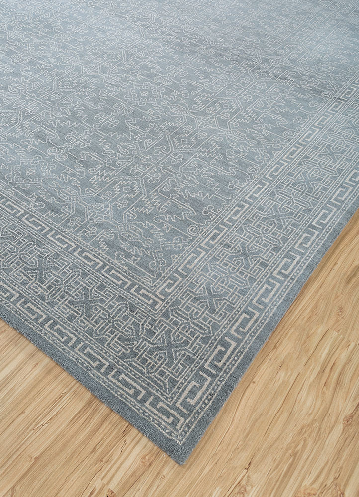 clan blue wool hand knotted Rug - FoldShot clan blue wool hand knotted Rug - FoldShot